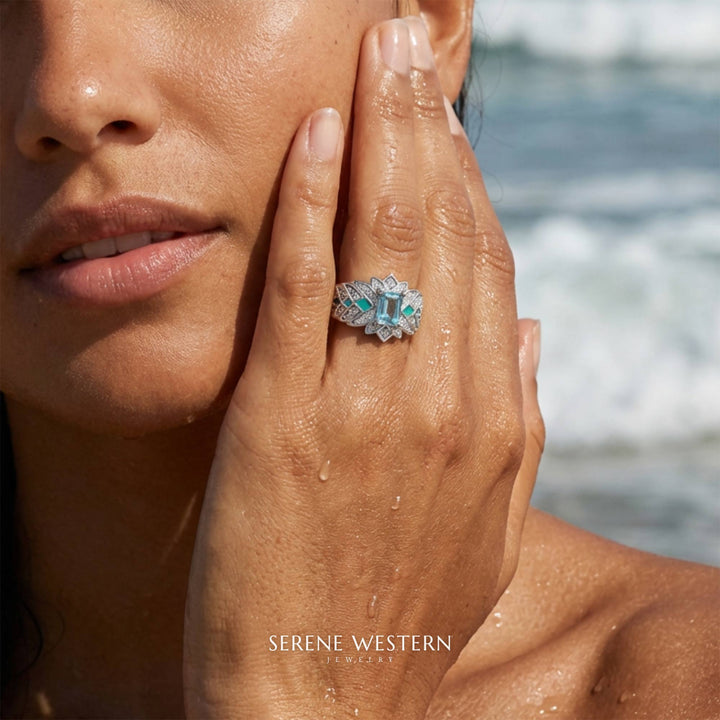 Nautical Starlight Ring - Aquamarine