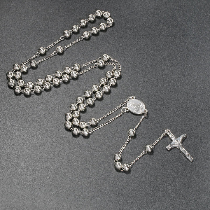 Christian Virgin Mary Long Chain Jesus Cross Religion Rosary