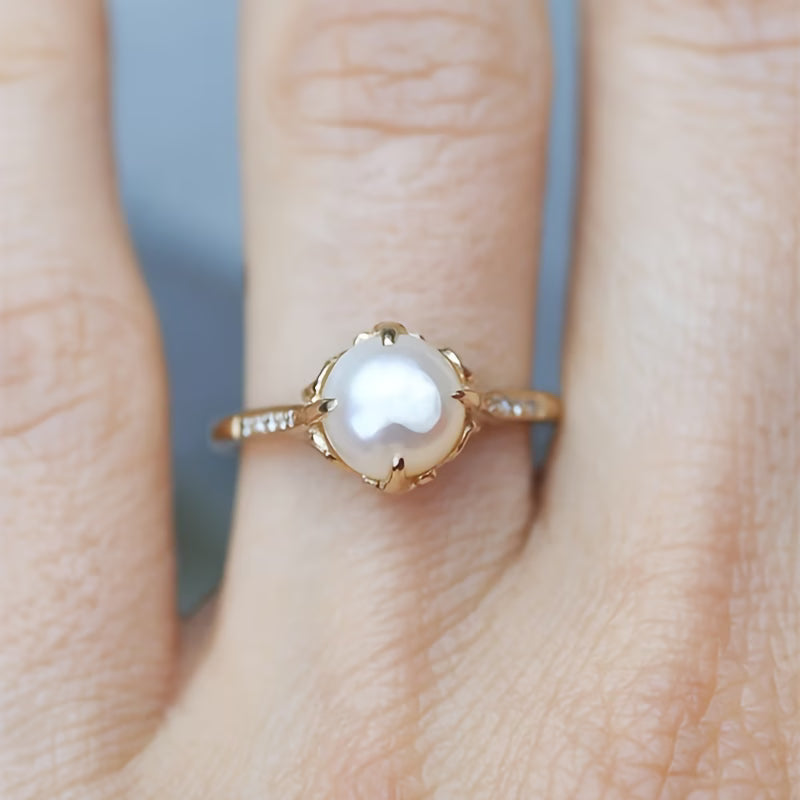 Delicate Pearl &amp; Crystal Ring