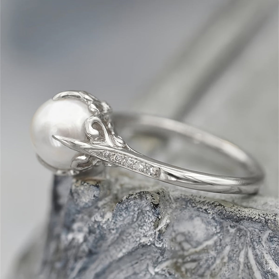 Delicate Pearl &amp; Crystal Ring