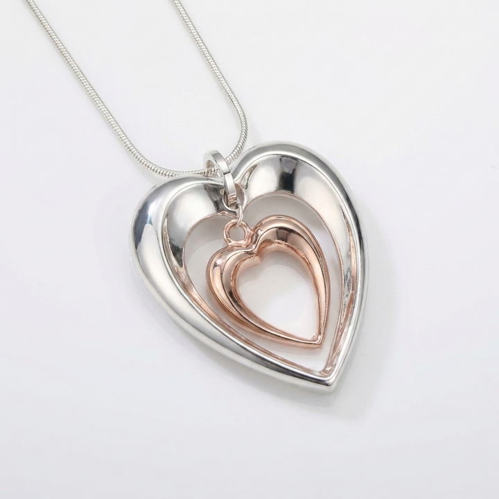 Silver Gold Dual Heart Necklace