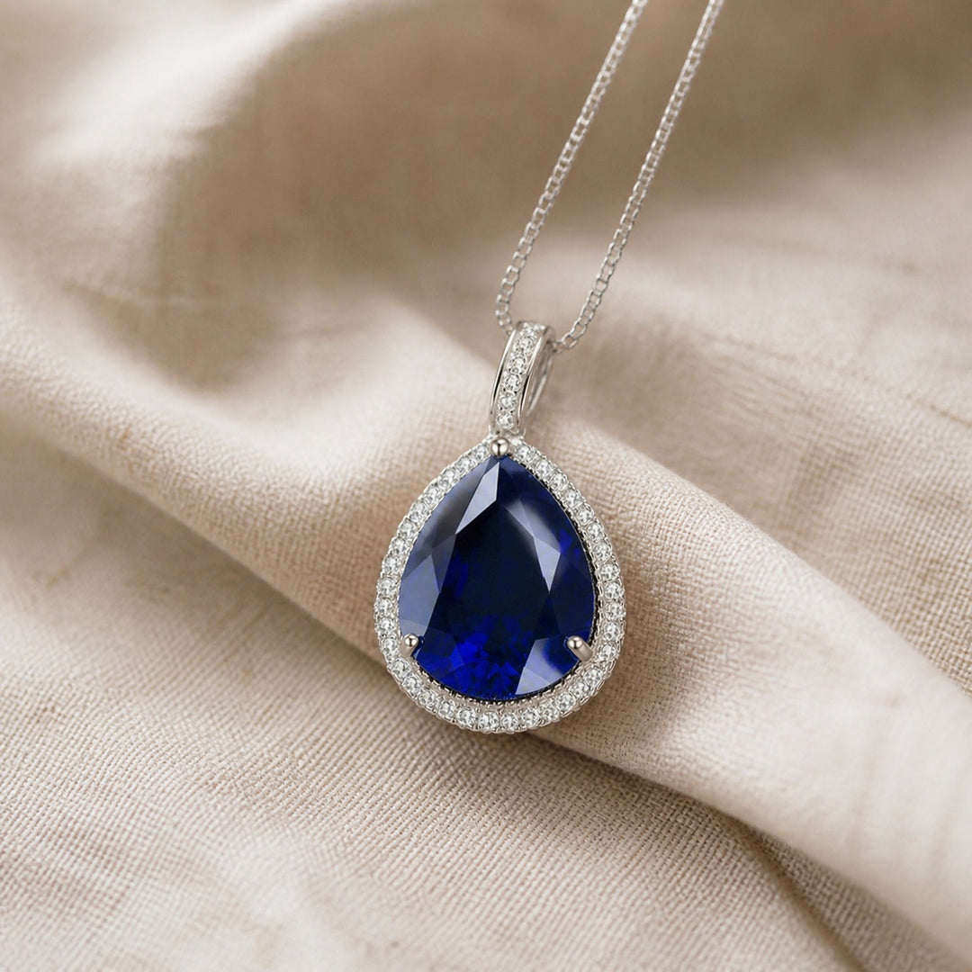 Opulent Sapphire White Gold Necklace