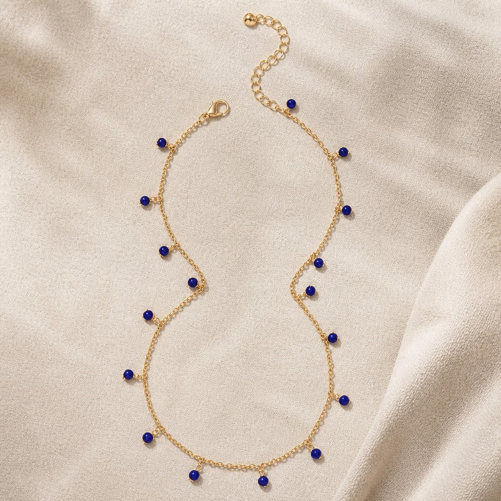 Blue Stones Choker Drop Necklace