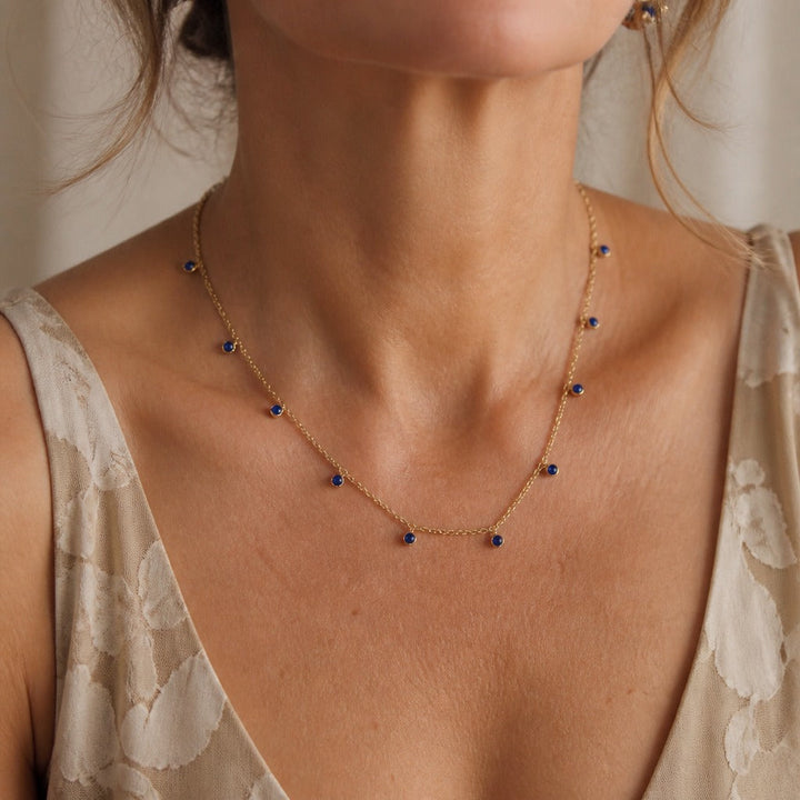 Blue Stones Choker Drop Necklace