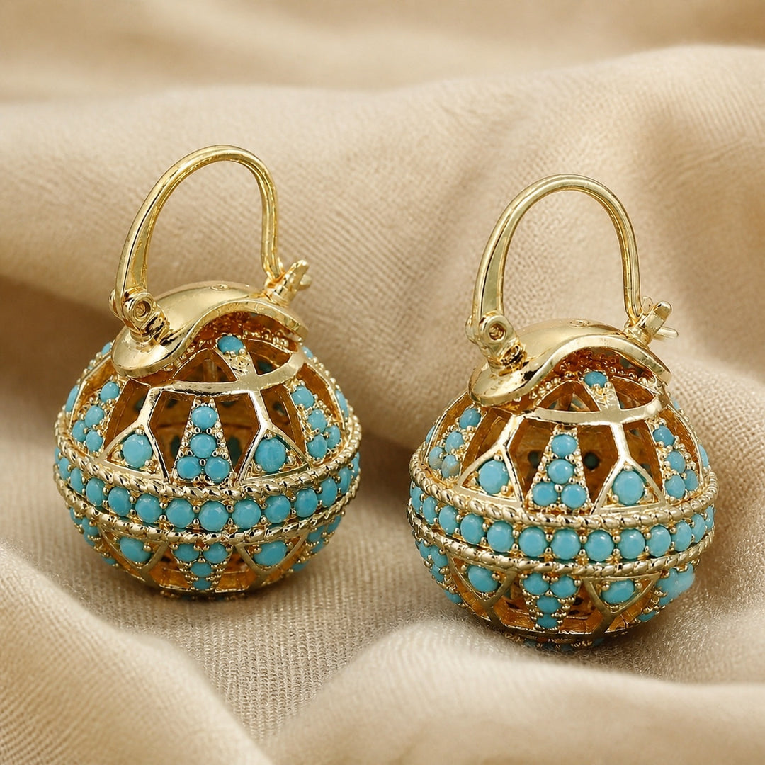 Turquoise Filigree Globe Drop Earrings