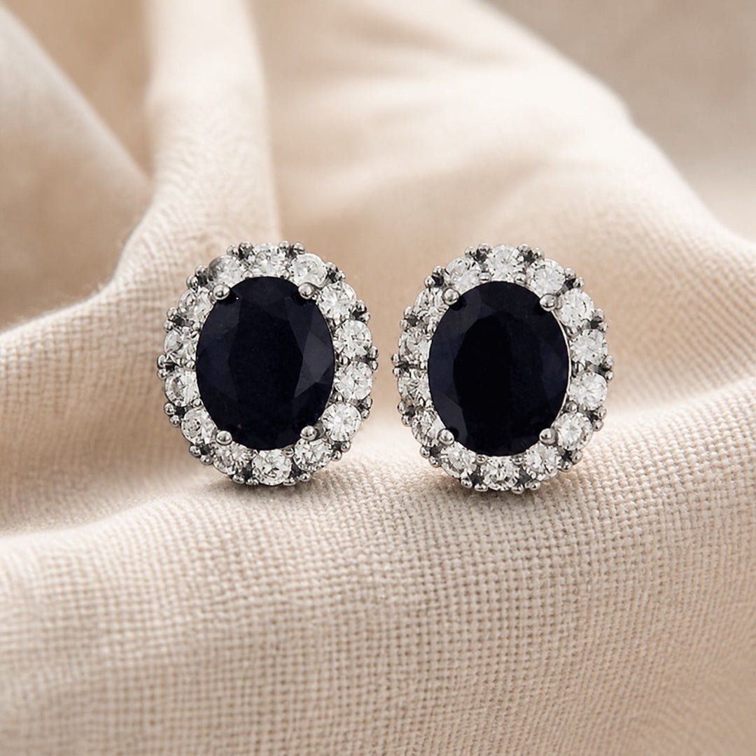 Oval White Sapphire Stud Earrings
