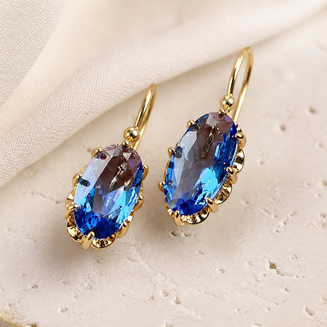 Golden Blue Bloom Earrings
