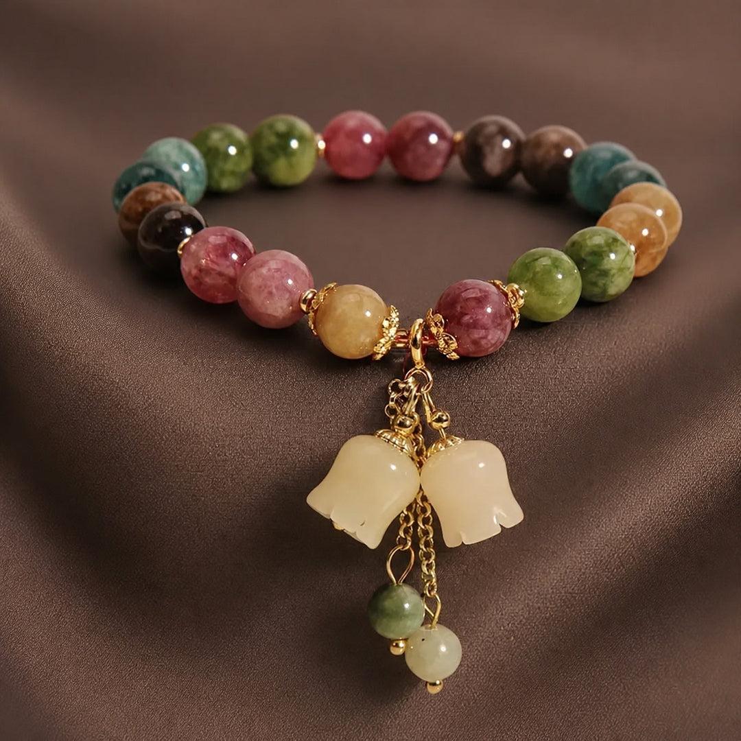 Radiant Jade Beaded Charm Bracelet