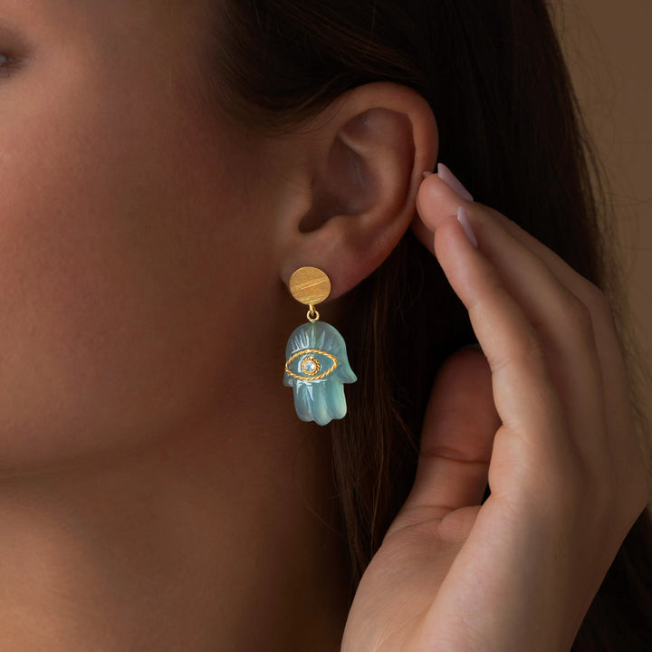 Skyward Grace Hamsa Dangle Earrings