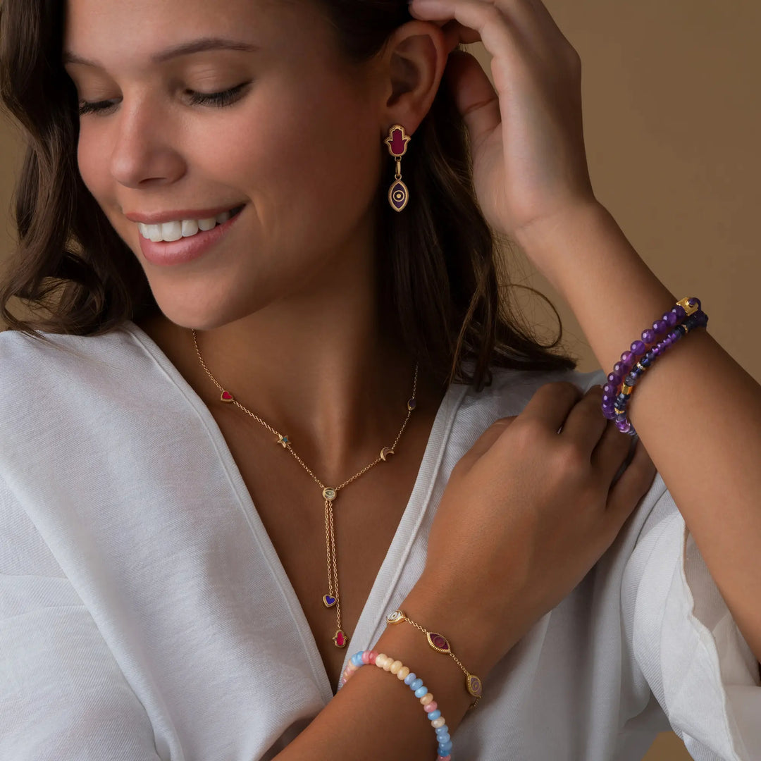 Blushing Wishes Multi-Stone Dangle Earrings