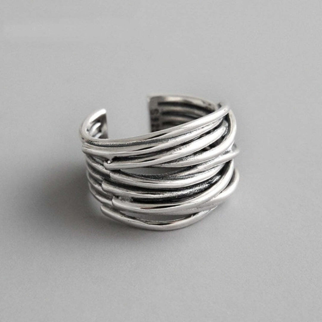 Silver Adjustable Threads Ring
