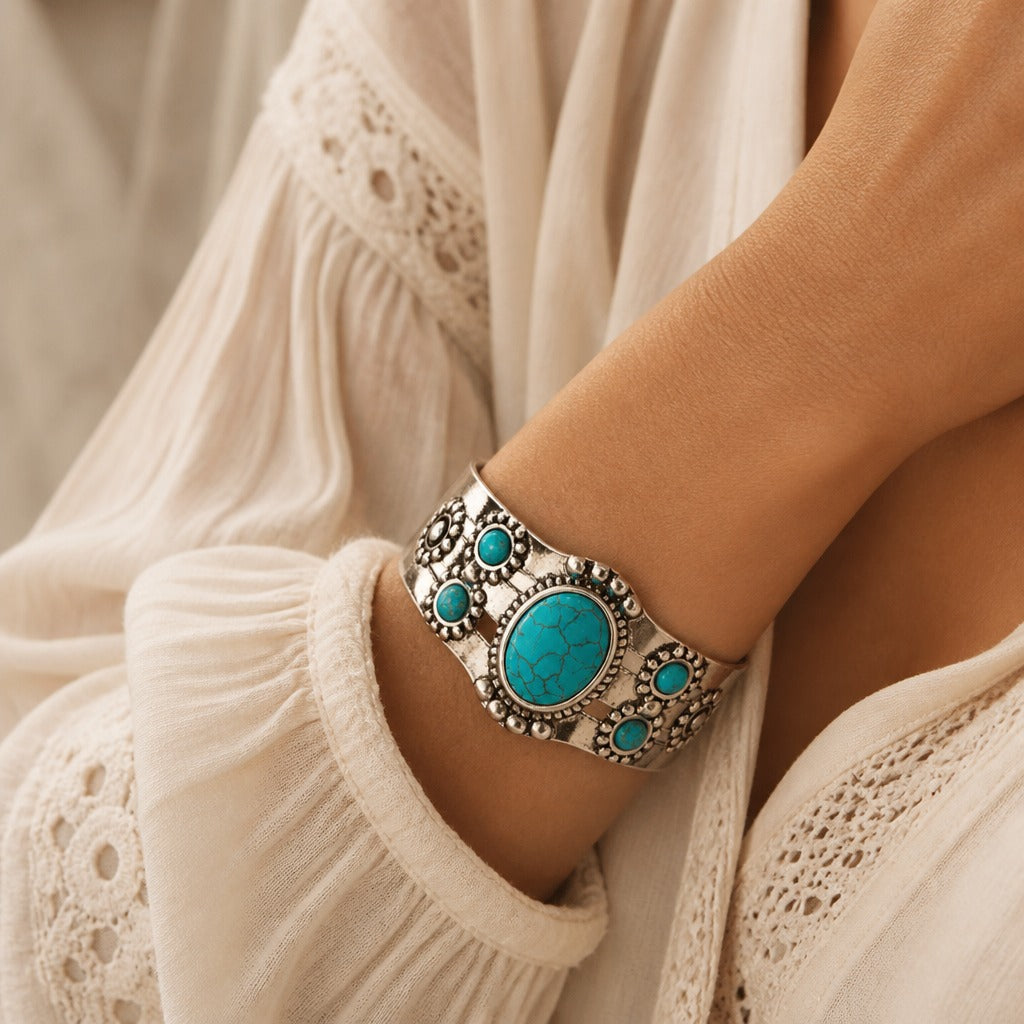 Oval Turquoise Open Bracelet