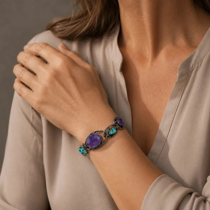Oval Stone Cuff Bracelet
