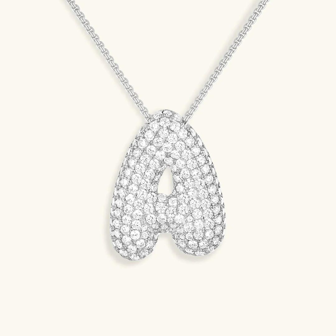 Bubble Initial Crystals Necklace