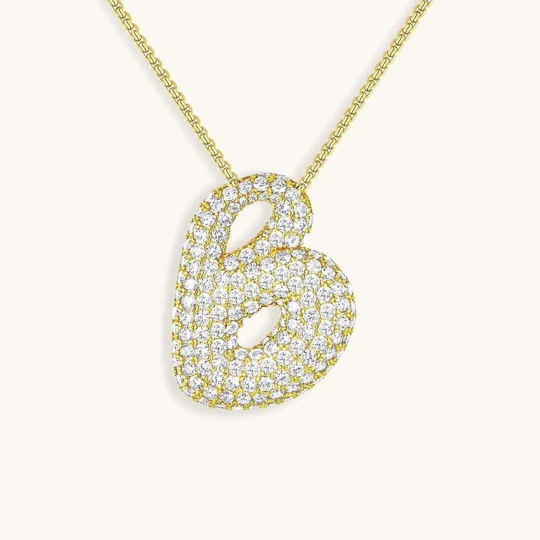 Bubble Initial Crystals Necklace