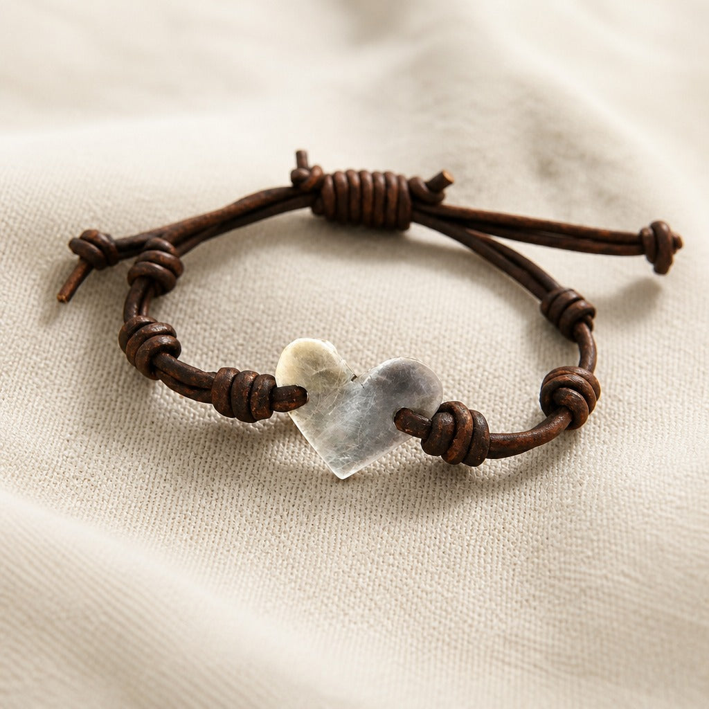 Small Heart Leather Knotted Bracelet