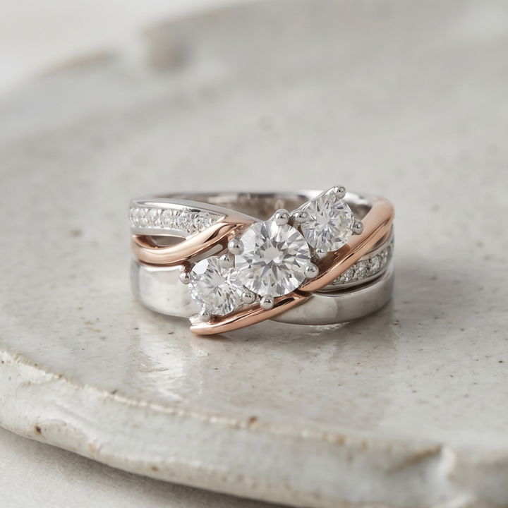 Vintage Gold &amp; Silver Zirconia Ring