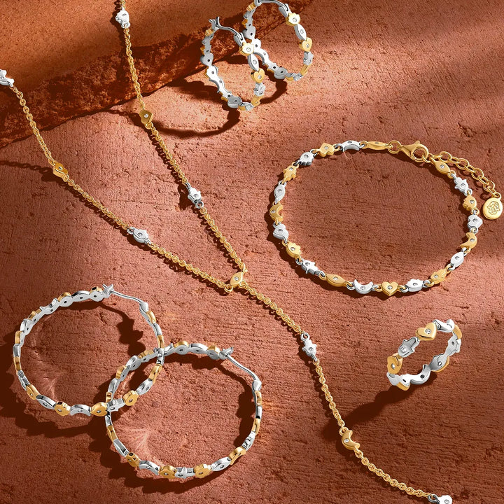 Radiant Path Multi-Symbol Gold Hoop Earrings