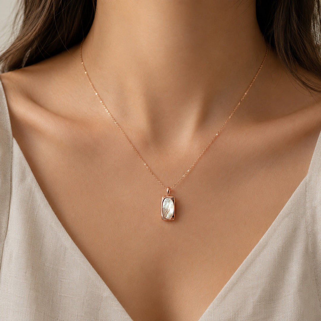 Gold Beaded Necklace with Opal Pendant