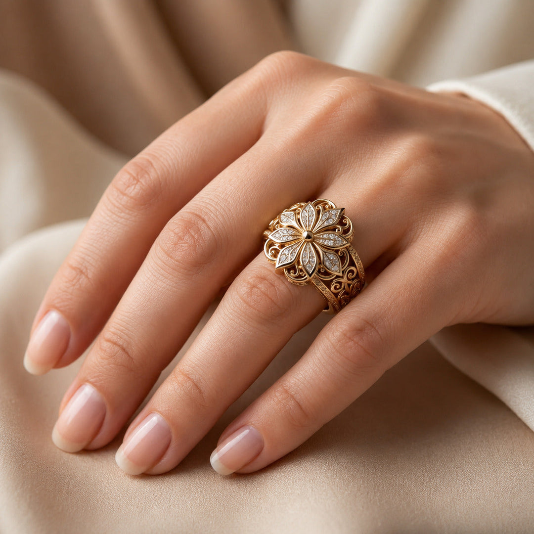Gold Bloom Statement Ring