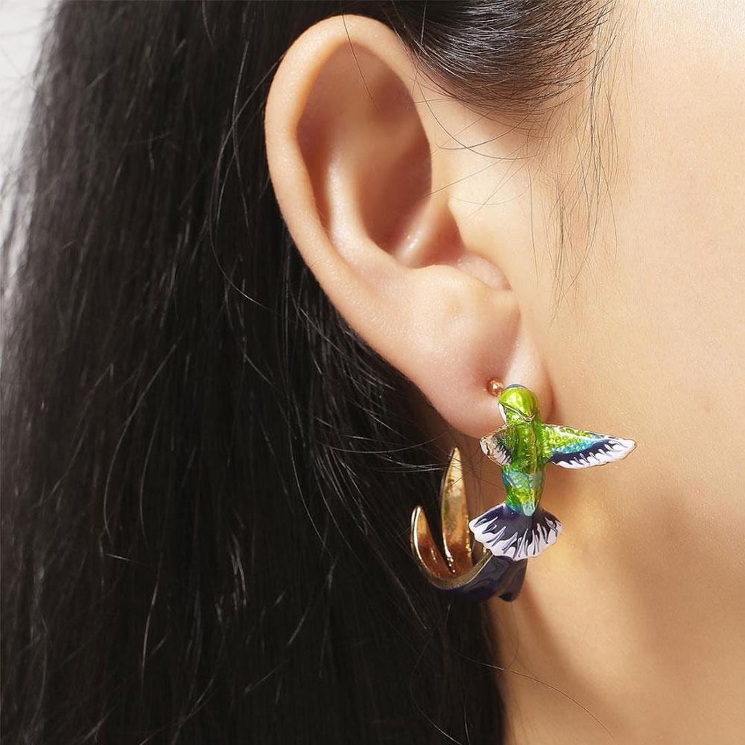Unique Colorful Hummingbird Earrings