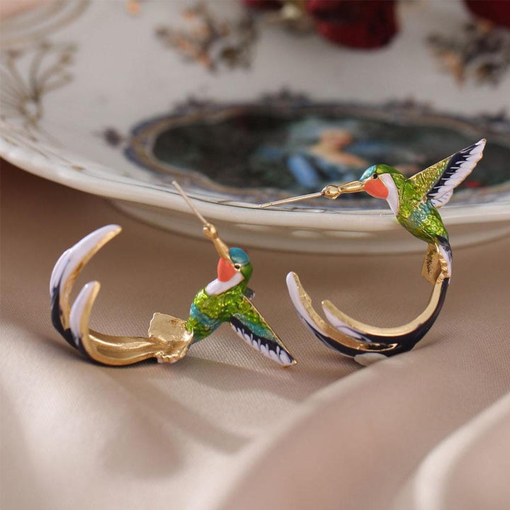 Unique Colorful Hummingbird Earrings