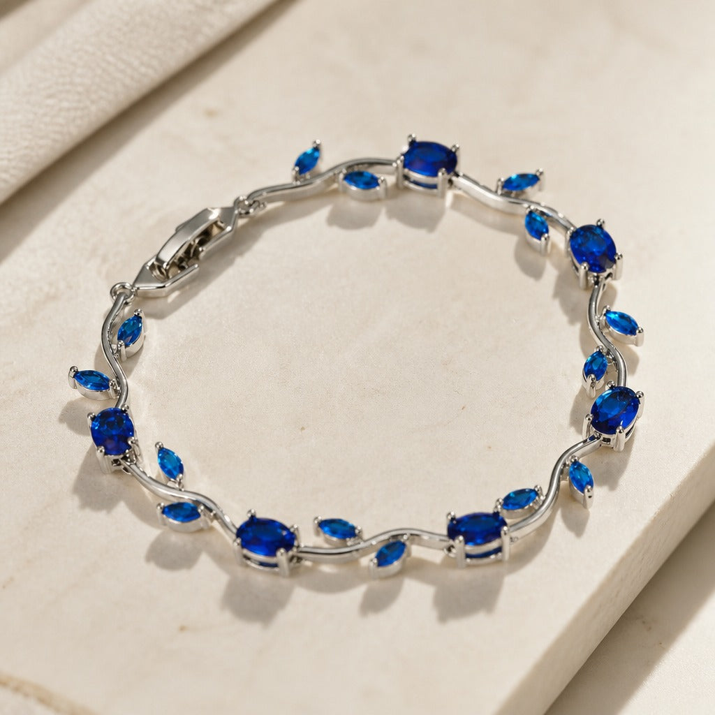 Leaf Link Crystal Bracelet