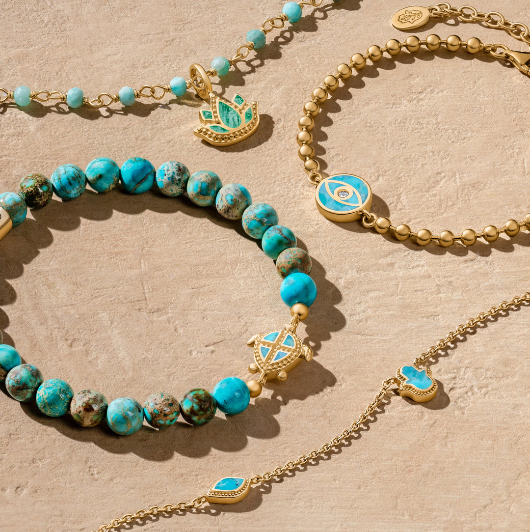 Rejuvenating Energy Turquoise Evil Eye Gold Bracelet