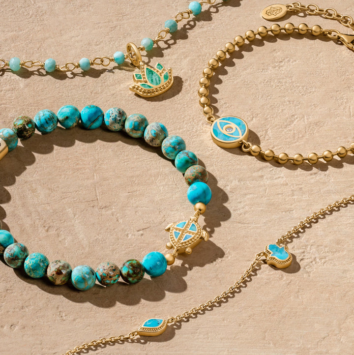 Rejuvenating Energy Turquoise Evil Eye Gold Bracelet