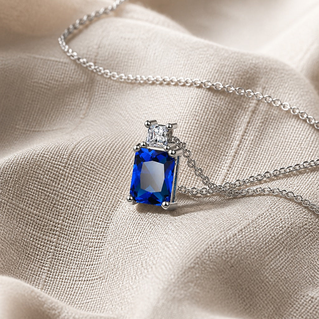 Minimalist Sapphire White Gold Necklace