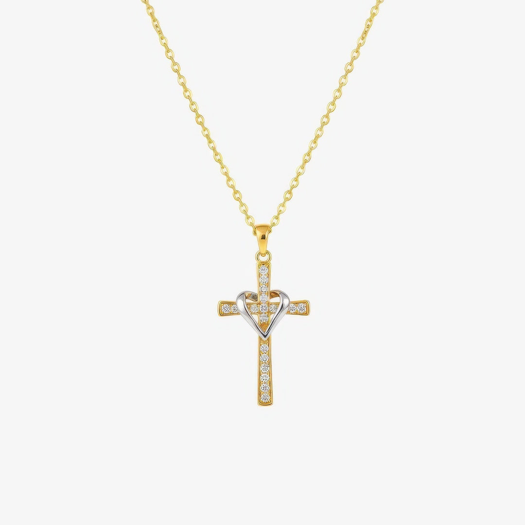 Two Tone Cross Necklace