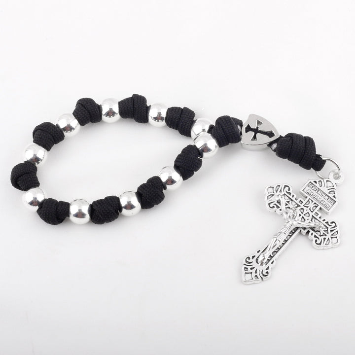 Chic Portable Pocket Rosary with Golden St. Benedict Medal &amp; Crucifix
