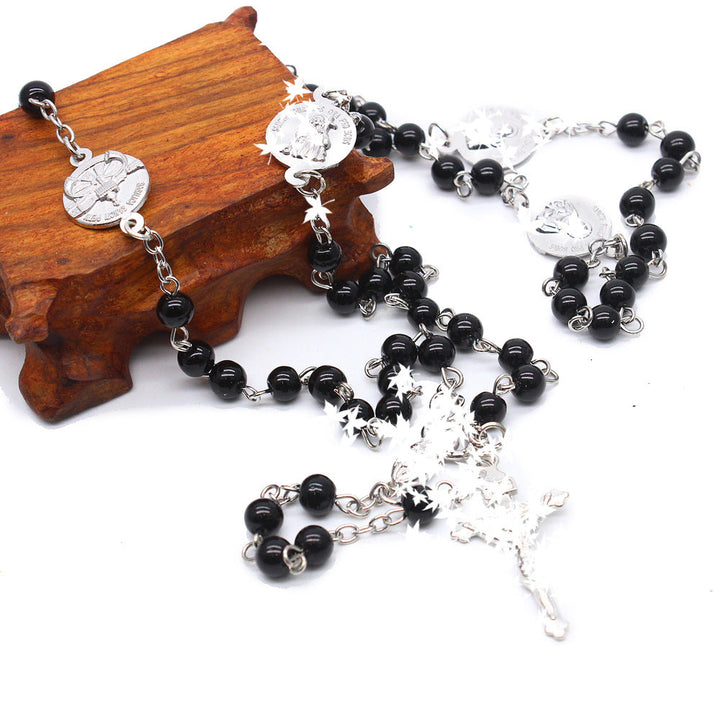 Crucifix &amp; Our Lady, 8mm Pearl Prayer Beads Rosary (3 Colors)
