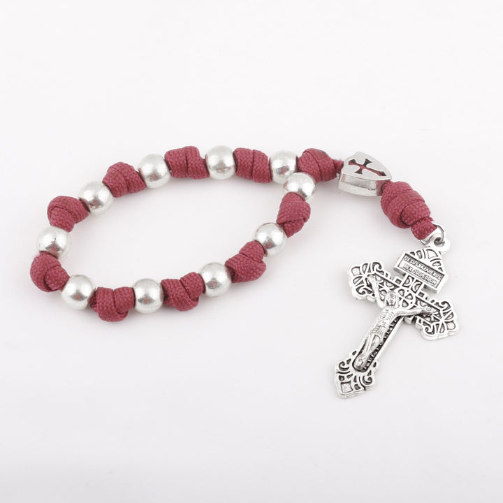 Chic Portable Pocket Rosary with Golden St. Benedict Medal &amp; Crucifix
