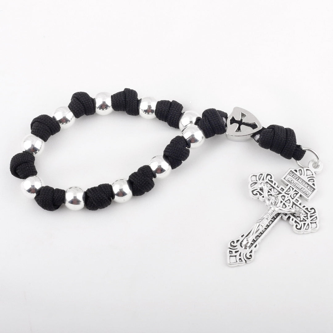 Chic Portable Pocket Rosary with Golden St. Benedict Medal &amp; Crucifix
