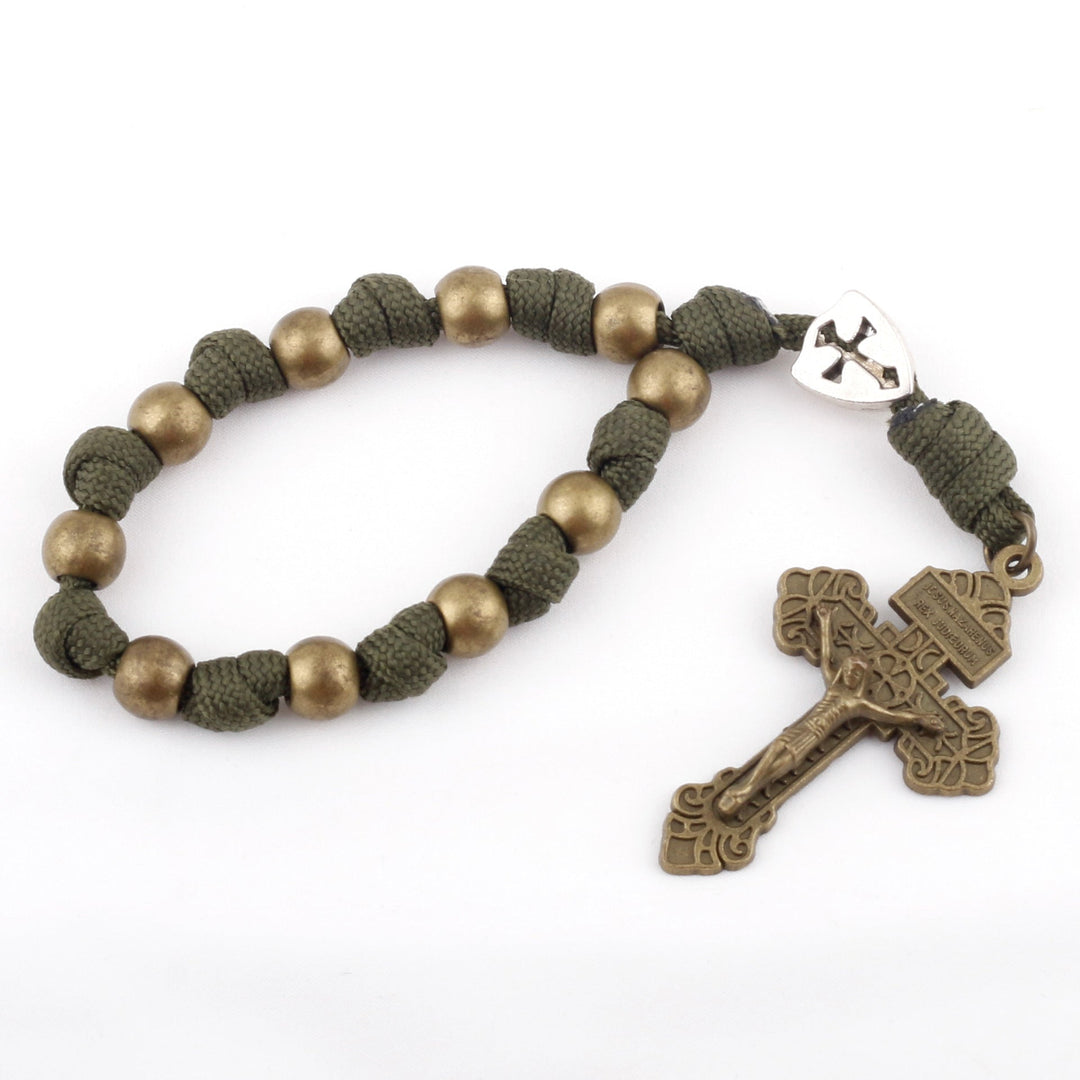 Chic Portable Pocket Rosary with Golden St. Benedict Medal &amp; Crucifix