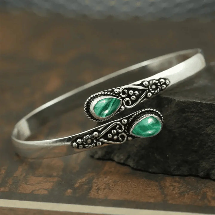 Vintage Bracelet with Colorful Gems and Tribal Design