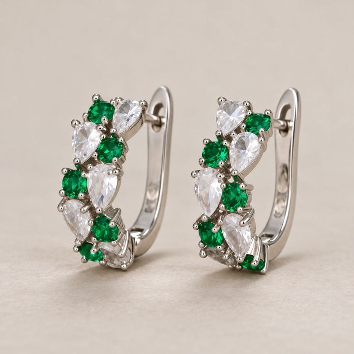 Vintage Emerald Silver Earrings