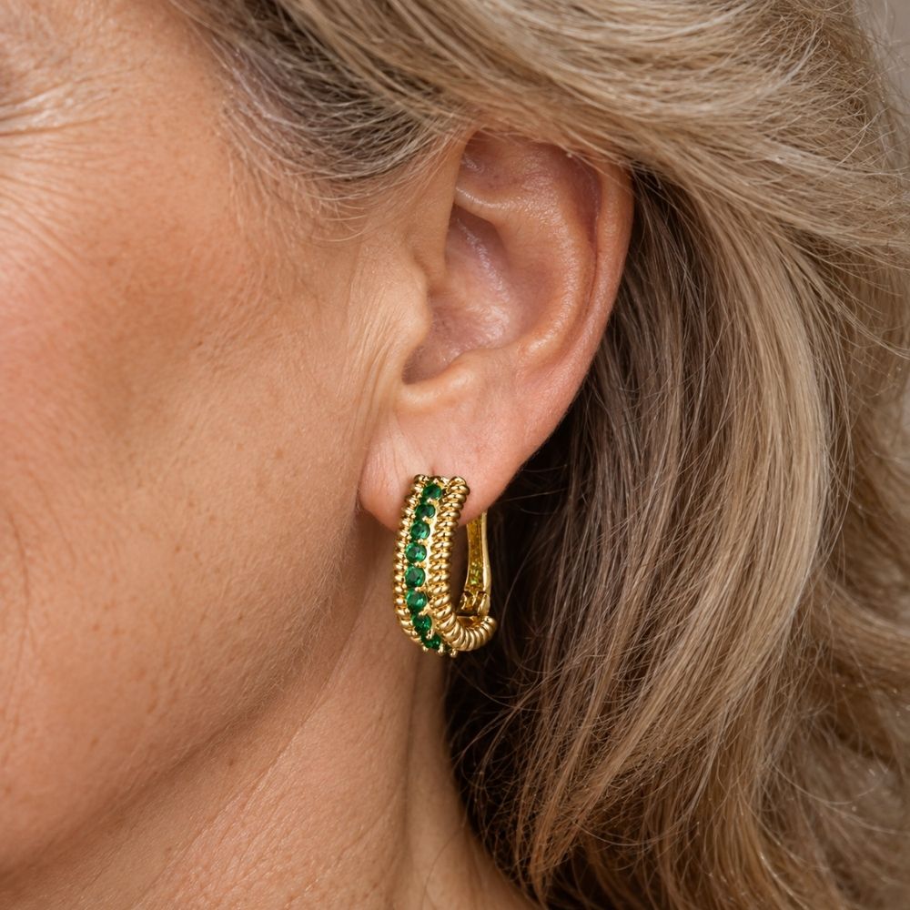 Vintage Emerald Gold Earrings