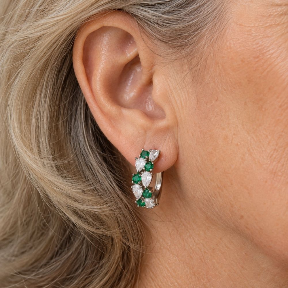 Vintage Emerald Silver Earrings