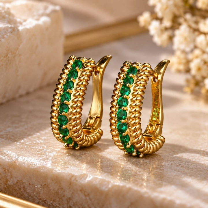 Vintage Emerald Gold Earrings