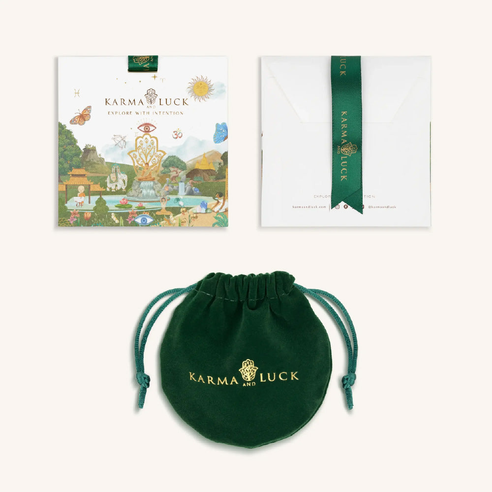 Luminous Protection Hamsa &amp; Evil Eye Gold Earrings