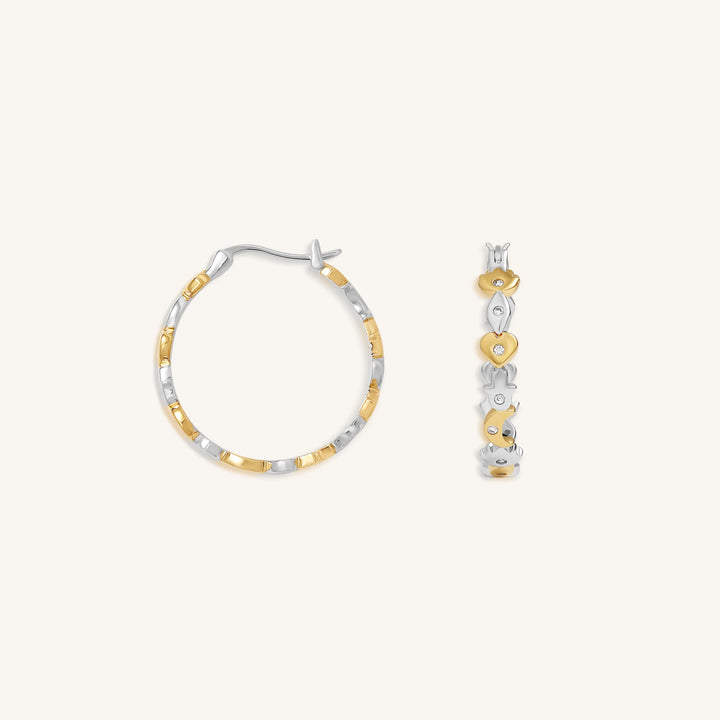 Guiding Light Multi-Charm Gold Hoop Earrings