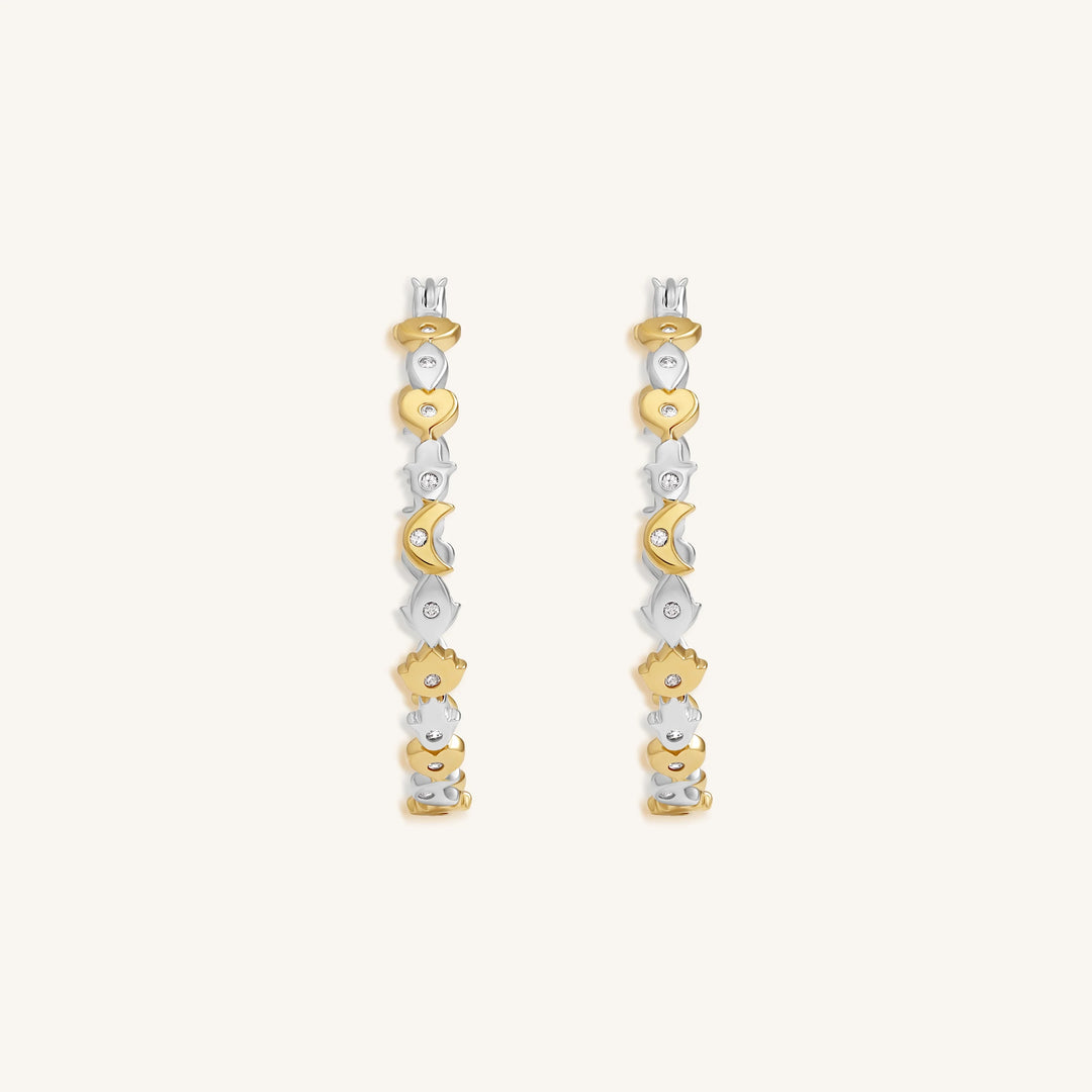 Radiant Path Multi-Symbol Gold Hoop Earrings