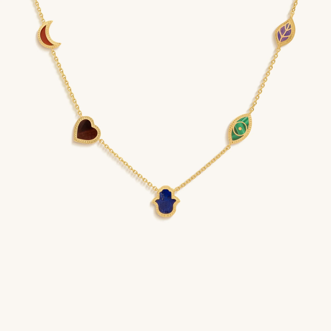 Sublime Beauty Multi-Symbol &amp; Multi-Gemstone Necklace