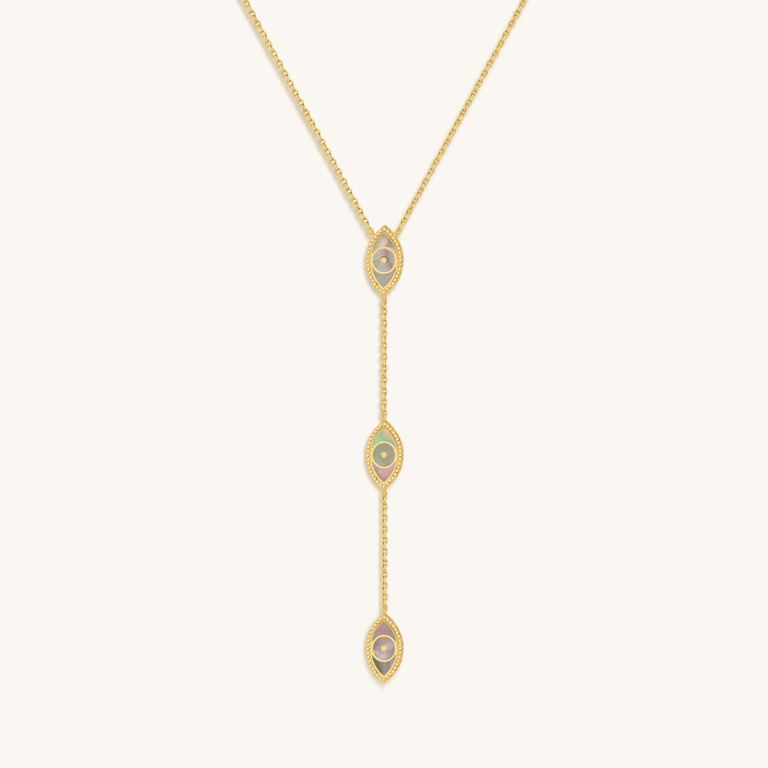 Grace &amp; Beauty Evil Eye Mother of Pearl Necklace