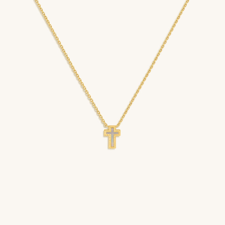 Sweet Surrender Mother of Pearl Cross Gold Necklace