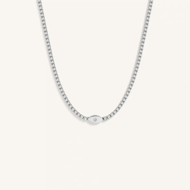 Intentional Heart Silver Tennis Necklace