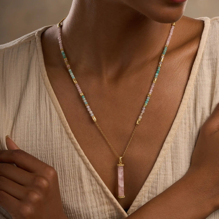 Heart of Serenity Multi-Stone Tube Necklace