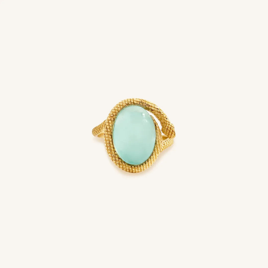 Sky Serpent Blue Chalcedony Ring